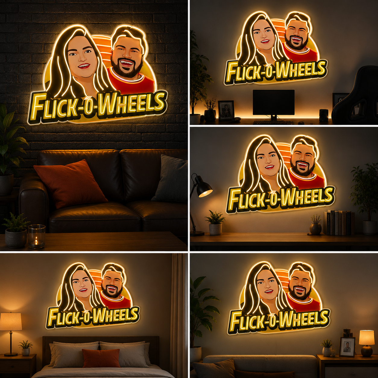 Flick-O-Wheels Custom Neon Sign Board | Personalized LED Neon Light Logo