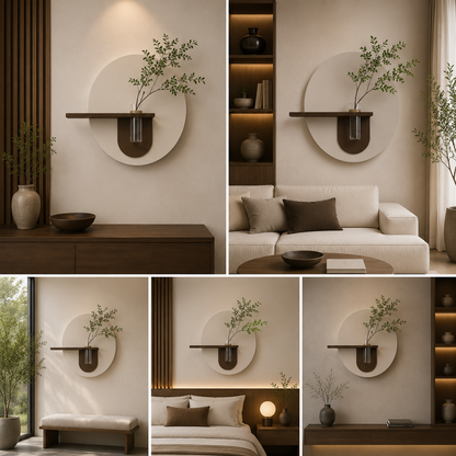 Modern Minimalist Arch Wall Panel with Shelf | Decorative Wall Art Panel for Vase Display | Elegant Home Decor