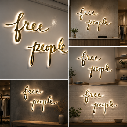 LED Script Sign | Warm White Backlit Cursive Wall Logo Signage for Boutique & Retail Decor