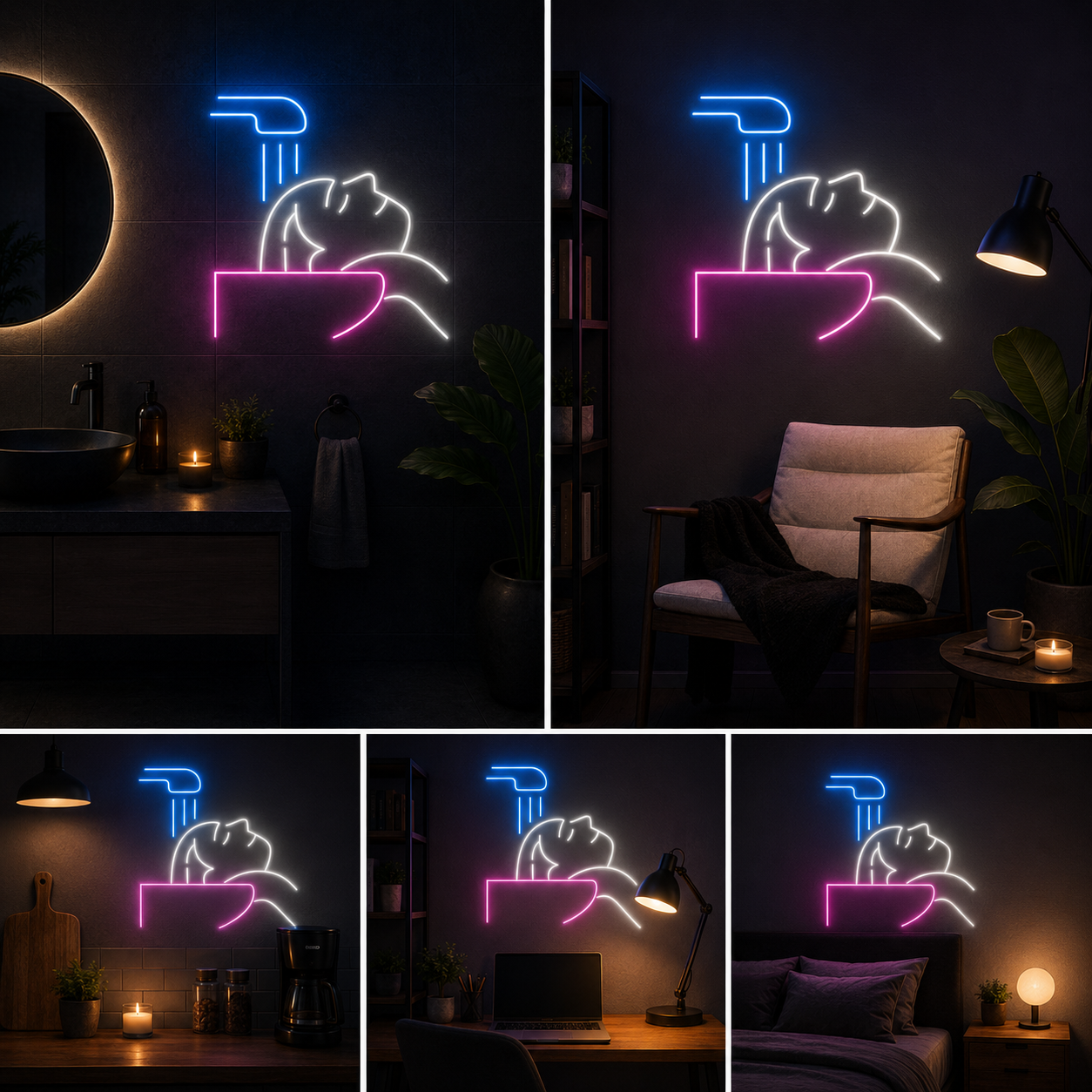 Hair Wash Salon Neon Sign Board – Custom Neon Light Beauty Decor (24 By 24 Inches)