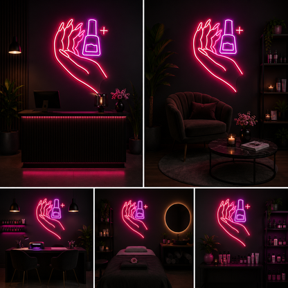 Nail Studio Neon Sign Board | Neon Light Name Plate | Neon Name Light Customized (30 By 20 Inches)