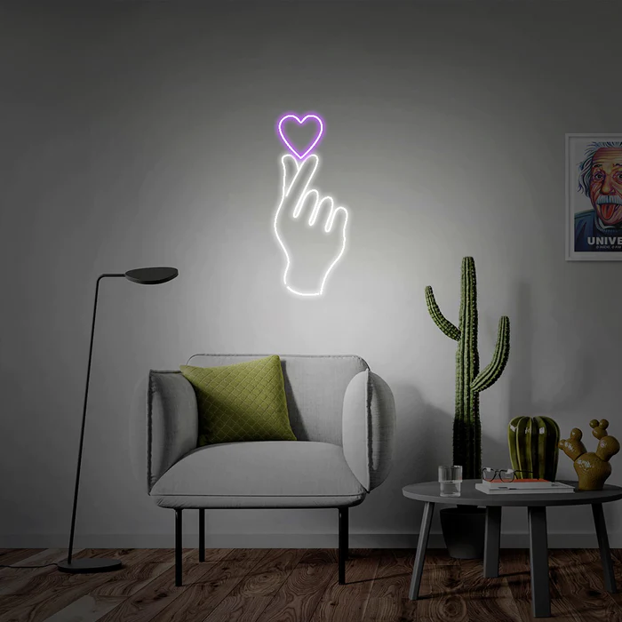 Led Neon Light Sign Love Hand Design | Custom Neon Sign 