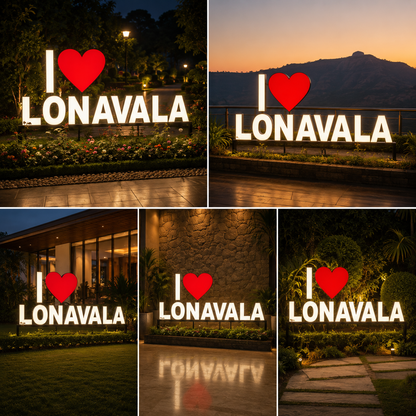 Custom LED Letter Sign “I Love Lonavala” | Outdoor Illuminated City Name Signboard for Branding & Décor