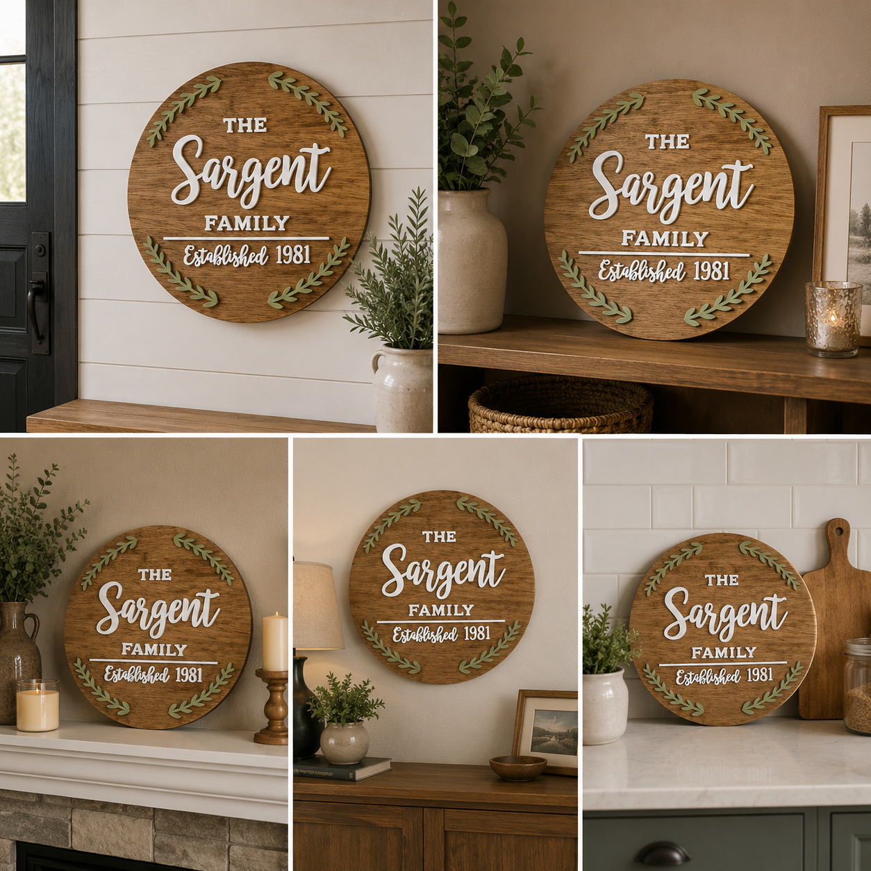 Wooden Name Sign | Custom 3D Round Family Name Board with Established Date for Home Decor