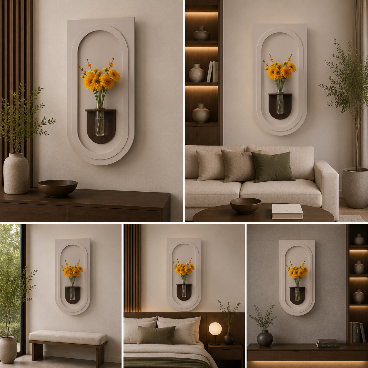 Modern Minimalist Arch Wall Vase | Decorative Wall Mounted Flower Holder | Aesthetic Home Decor Accent