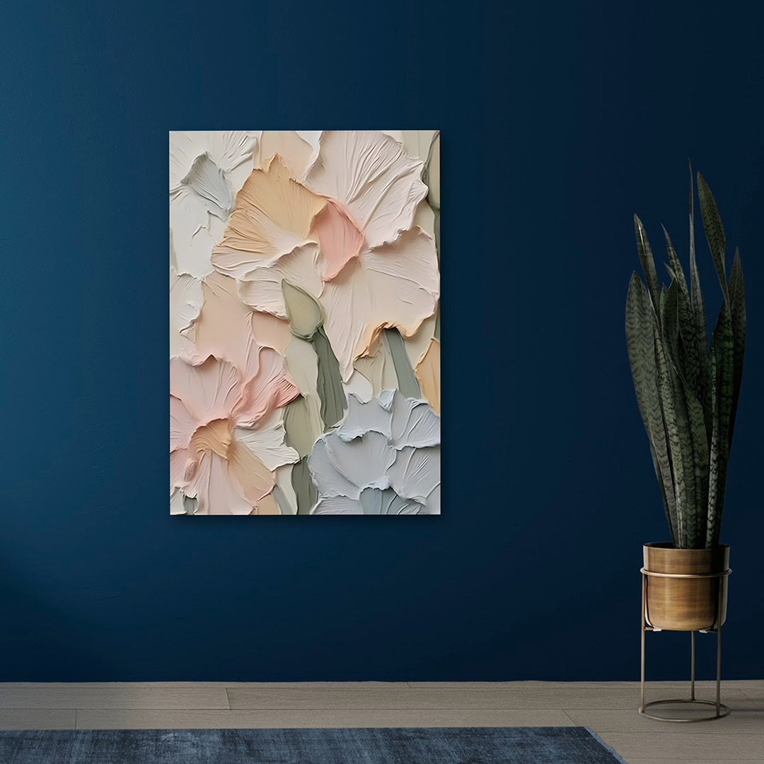 Pastel Floral Abstract Wall Painting | Modern Textured Canvas Art for Living Room & Home Decor