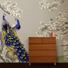A Parrot Couple Floral Tree Wallpaper Self Adhesive for Home