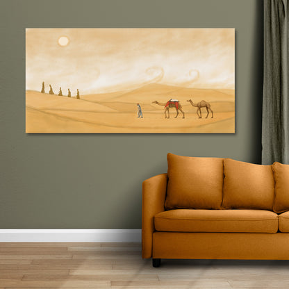 Desert Caravan Canvas Painting Arabian Landscape Wall Art Decor