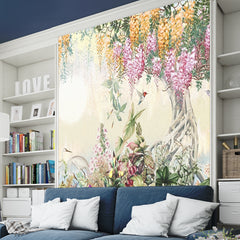 Floral Landscape Wallpaper for Living Room