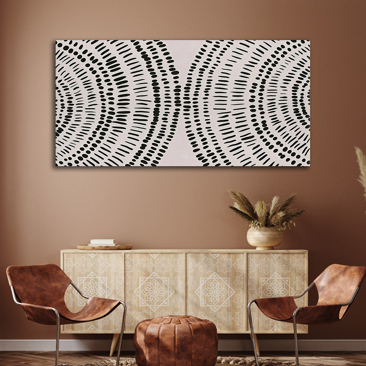 Black and White Abstract Pattern Canvas Wall Art for Living Room Decor