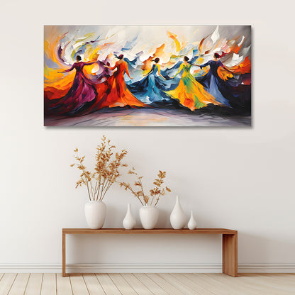 Abstract Dancing Women Canvas Painting Frame – Colorful Modern Dance Canvas Wall Art Painting Frame for Living Room Wall Decor