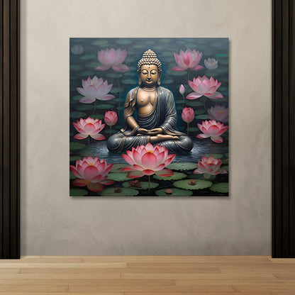 Buddha Lotus Canvas Painting Spiritual Wall Art for Home Decor