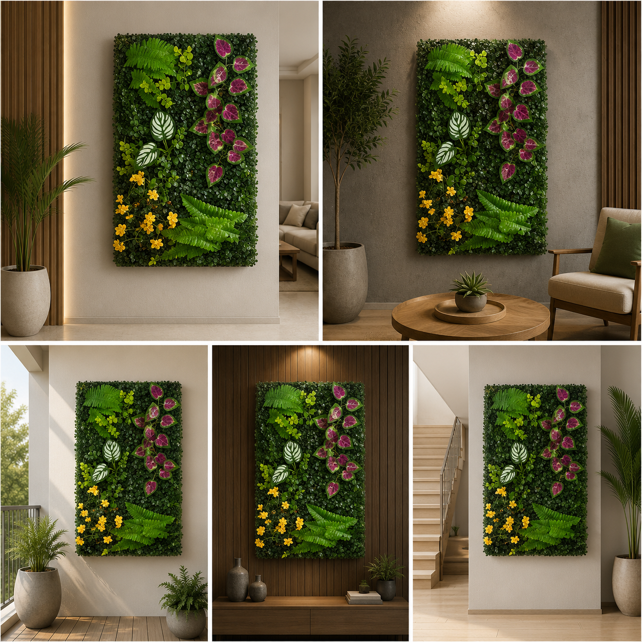 Artificial Vertical Garden, Artificial Wall Flower for Wall Decor | Artificial Green Wall Hanging Plants | Wall Decoration (16 by 24 Inches)