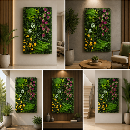 Artificial Vertical Garden, Artificial Wall Flower for Wall Decor | Artificial Green Wall Hanging Plants | Wall Decoration (16 by 24 Inches)