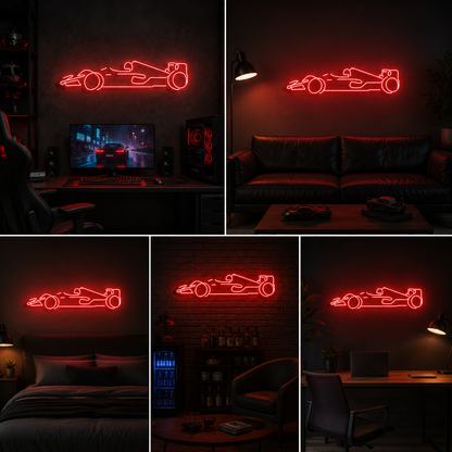 Formula Racing Car LED Neon Sign for Gaming Room Garage and Motorsport Decor
