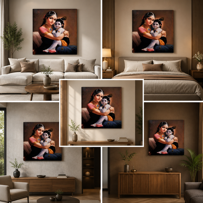 Krishna with Yasodha Mata Wall Painting Frame