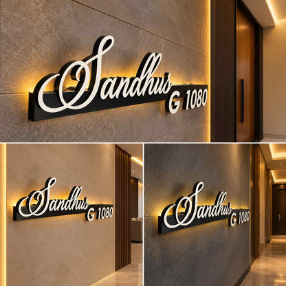 Custom LED House Name Plate with 3D Acrylic Letters for Luxury Home Entrances