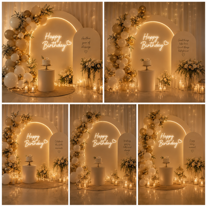 Happy Birthday LED Neon Wall Sign with Heart for Party, Event and Celebration Decor