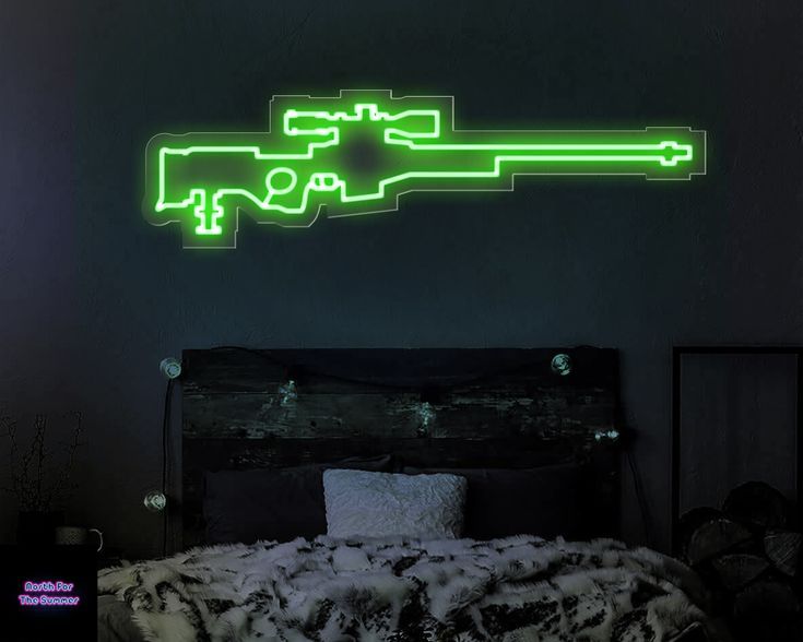 AWM Sniper Neon Sign  – Custom Neon Sign for Living Room 40 By 18 Inches