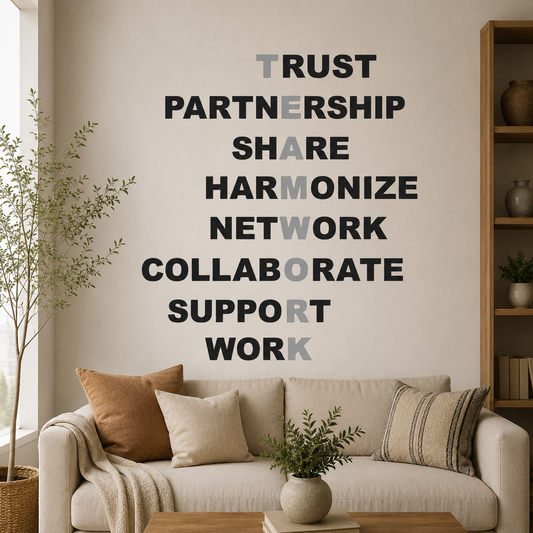 Teamwork 3D Quote Black Acrylic Wall Decor (24x24 In)