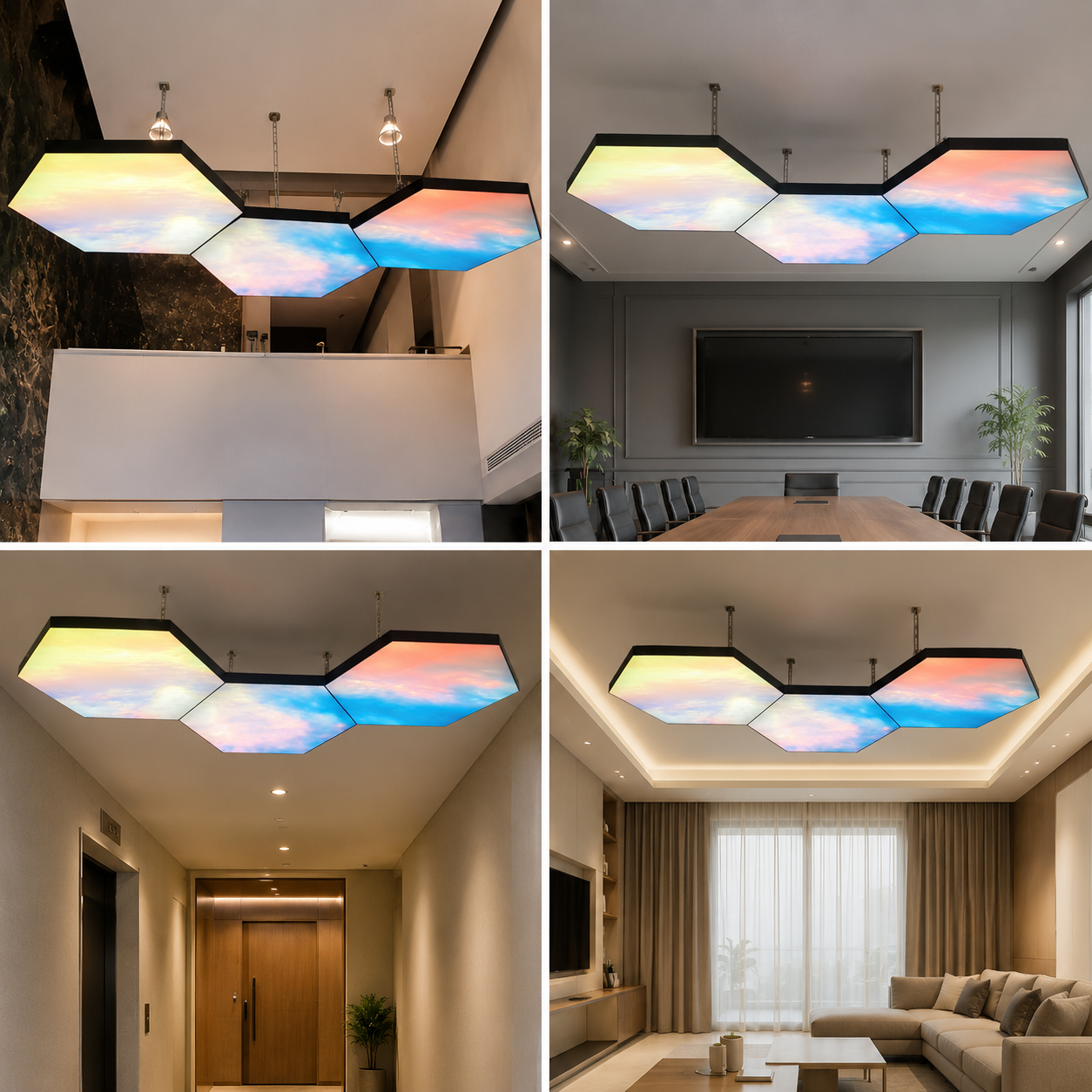 LED Fabric Light Box Panel | Hexagonal Backlit Ceiling Display for Modern Interiors