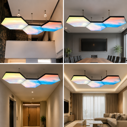 LED Fabric Light Box Panel | Hexagonal Backlit Ceiling Display for Modern Interiors