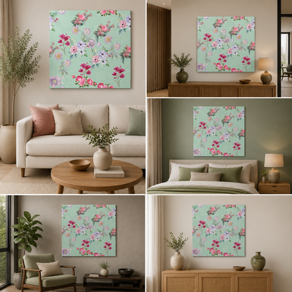 Elegant Floral Canvas Painting Frame – Modern Flower Pattern Canvas Wall Art Painting Frame for Living Room & Bedroom Wall Decor