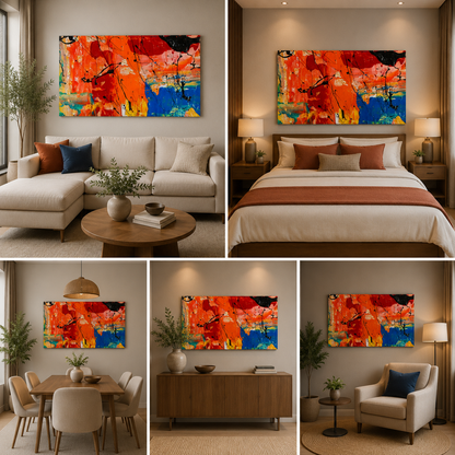 Abstract 3D Colorful Patterns Wall Frame for Living Room Decoration