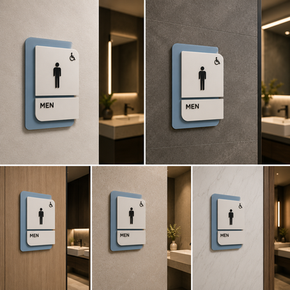 Accessible Men Restroom Sign | ADA Bathroom Door Plaque with Wheelchair Symbol