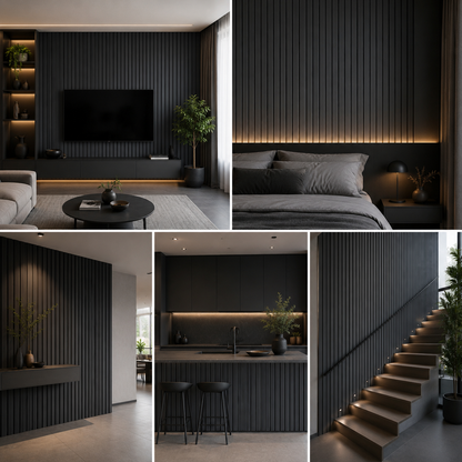 The Seven Colours WPC Wall Panel For Living Room Wall Decor | Interior Design | Interior Decoration | WPC Louvers (6.5 x 110 Inches) (Color- Grey)