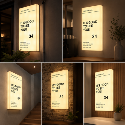 Custom Vertical LED Cafe Light Box Sign | Illuminated Coffee Shop Wall Signage | Backlit Business Display Board for Storefront Branding