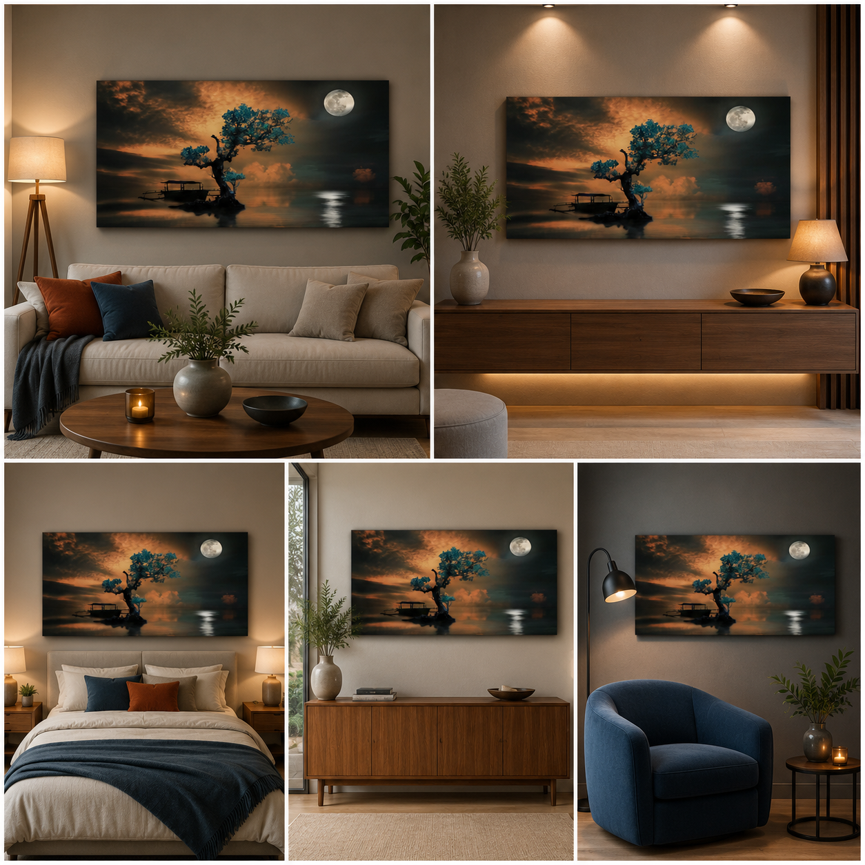 Moon Night Frame for Living Room Wall Decor