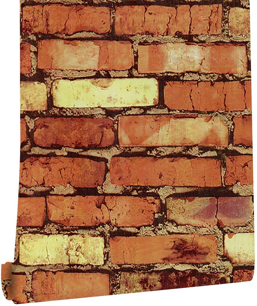 self Adhesive Wallpaper DIY Peel and Stick Wall Stickers for Living Room, Bedroom, Office (Brick Design, 45x 600 cm)