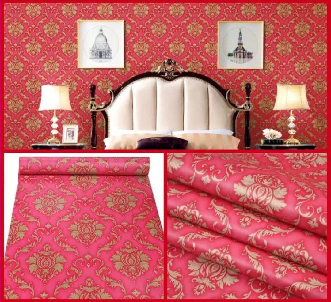 Peel and Stick Wallpaper, Self Adhesive DIY Wall Sticker for Bedroom Hall Living Room Kitchen Home & Office, PVC Coated & Waterproof Surface Scratch Resistant – 45 x 300cm Red