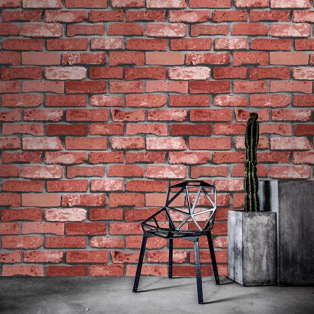 Wall Paper for Wall Decor, Non Adhesive Wallpaper for Walls Living Room, Bedroom (53 x 1000 cm, Roll 57sqft, Brick Design)