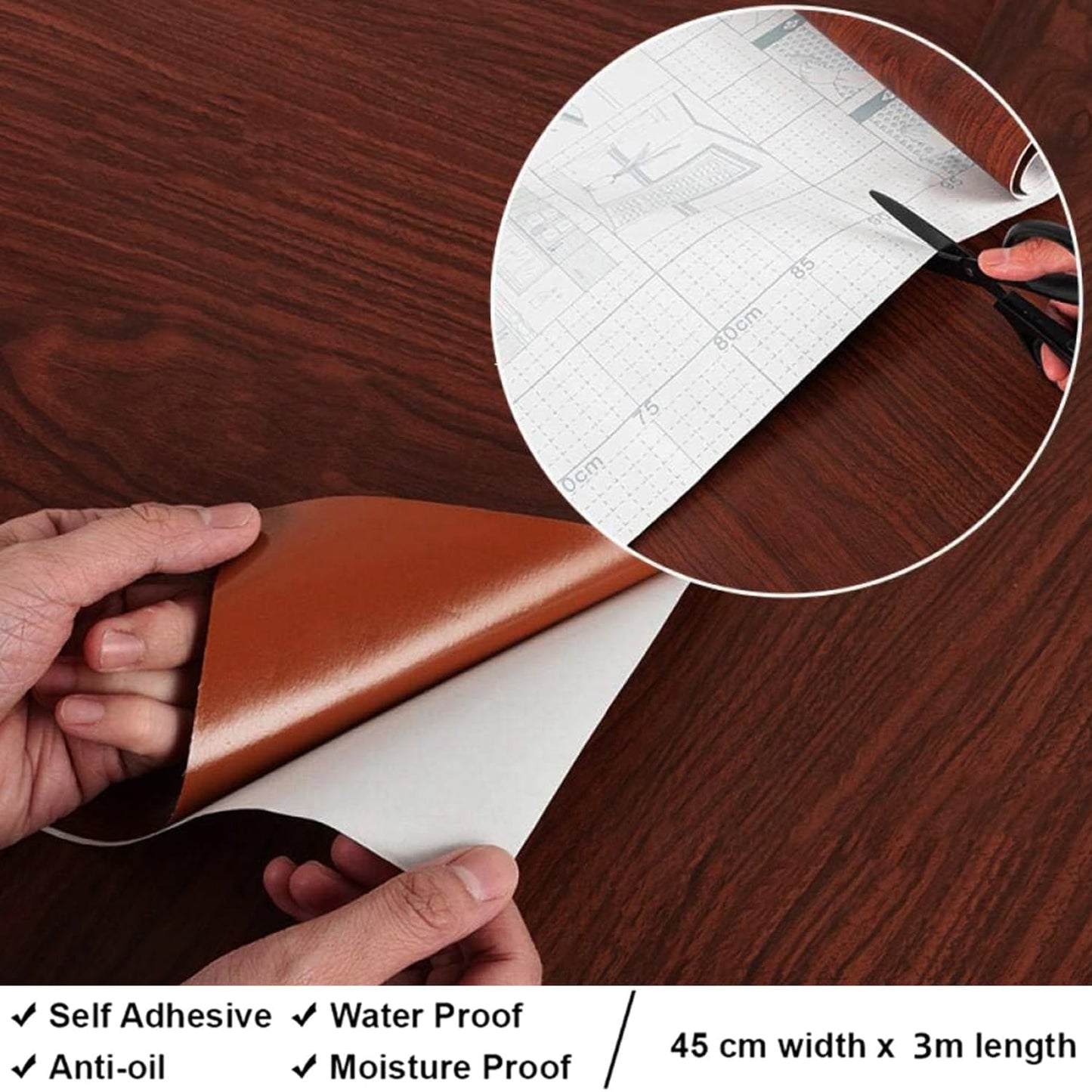 Self Adhesive Waterproof (45 x 300 cm) Wood Wallpaper Wall Sticker for Living Room Hall Bedroom Decoration PVC Vinyl Wall Stickers
