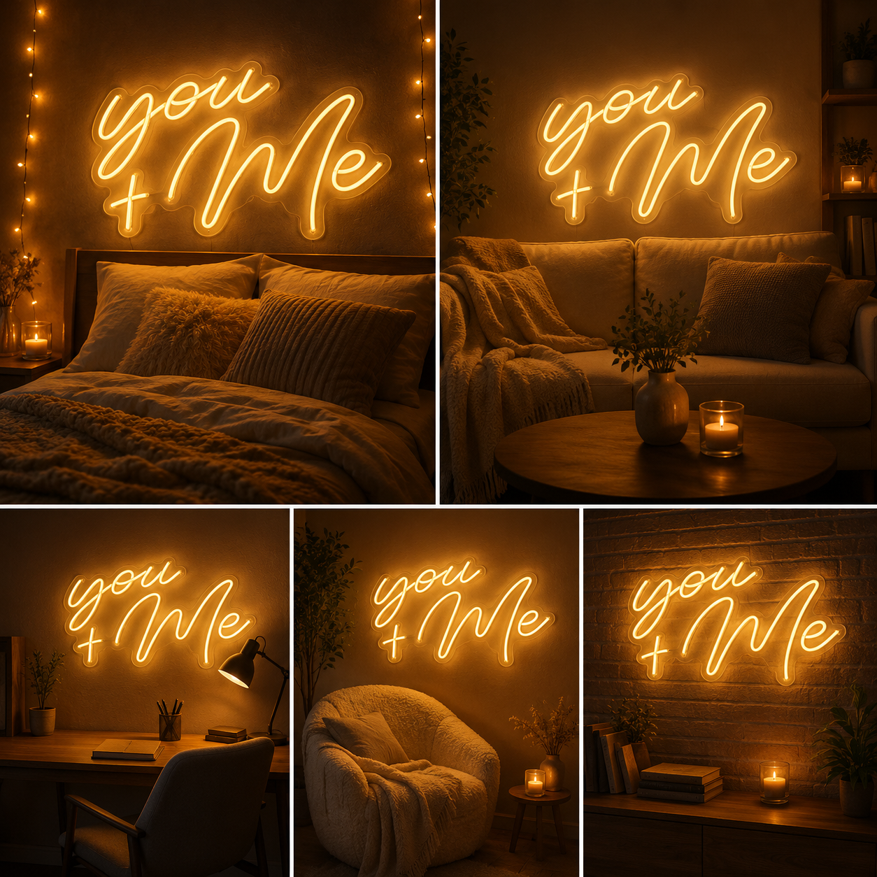 You + Me Neon Sign Board | Custom Neon Light Signs | Customised Neon Light Name Plate Romantic Wall Decor