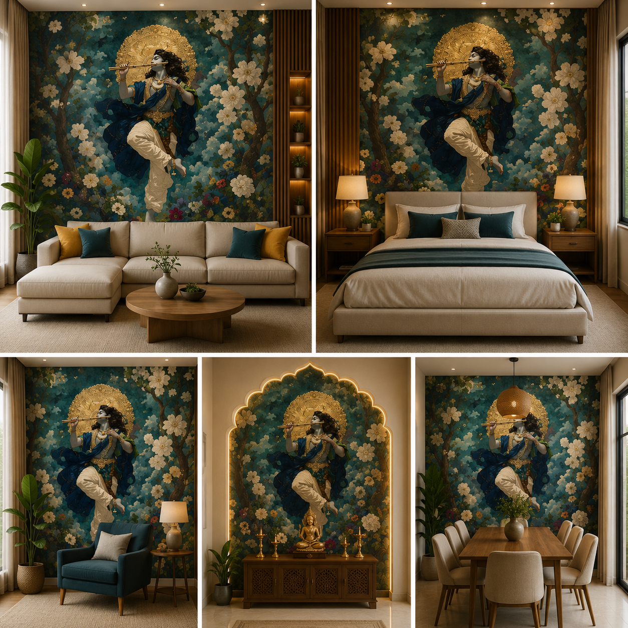 Lord Krishna Wallpaper | Peel & Stick Premium Wallpaper