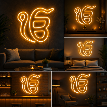 Khanda Symbol LED Neon Wall Light Big Size Sikh Religious Decor