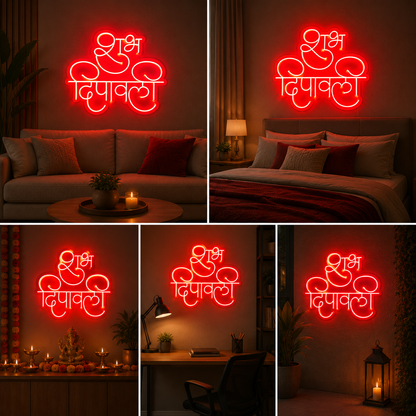 Shubh Deepavali Neon Sign Board | LED Diwali Neon Light for Festive Decor