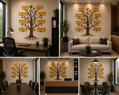 Motivational Growth Tree Wall Decor | Office Values Wall Art Sign | Leadership & Team Skills Wall Display