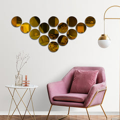 Beautiful 3D Wall Mirror Sticker Decorative for Living Room Wall Decor, Office Wall Decors, bathroom Decoratives | 3D Golden Acrylic Mirror Sticker Self Adhesive Home Decoration Item