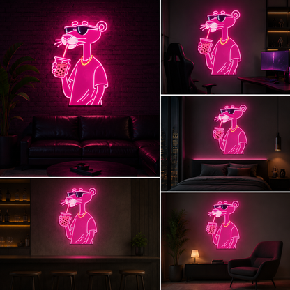 Pink Panther Neon Sign LED Wall Light Big Size Cartoon Room Decor (20 By 24 Inches)
