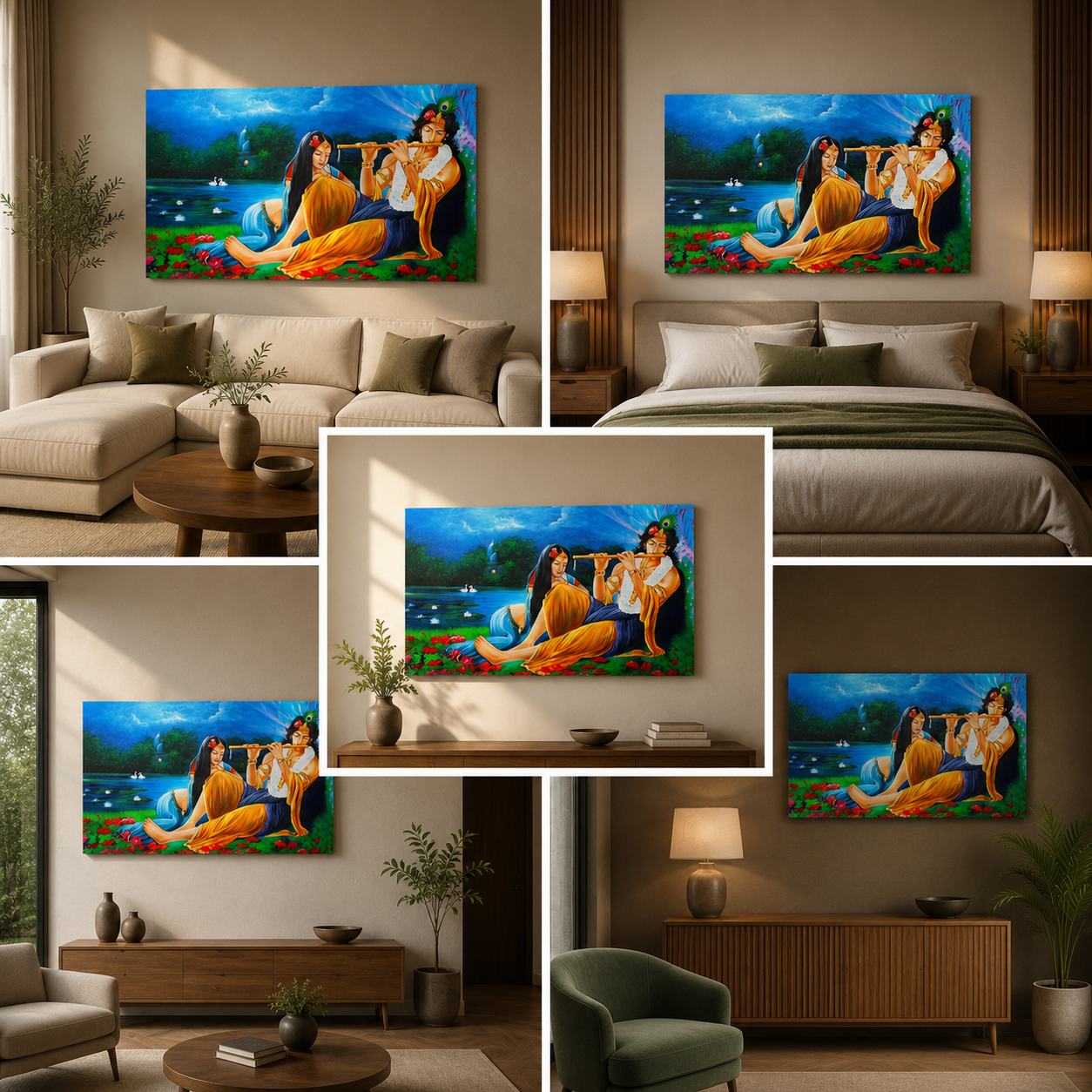 Radha Krishna Painting Frame Wall Decor for Living Room