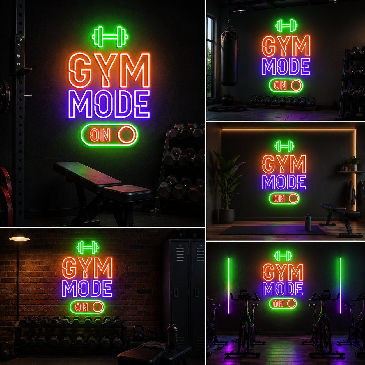 Gym Mode ON Custom Neon Sign Board | Motivational Neon Light Board | Custom Neon Light | Neon Sign Board Customised (24 By 30 Inches)