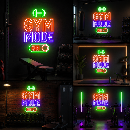 Gym Mode ON Custom Neon Sign Board | Motivational Neon Light Board | Custom Neon Light | Neon Sign Board Customised (24 By 30 Inches)