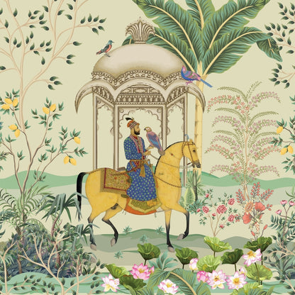 Ancient Indian Mughal Art Wallpaper for Living Room