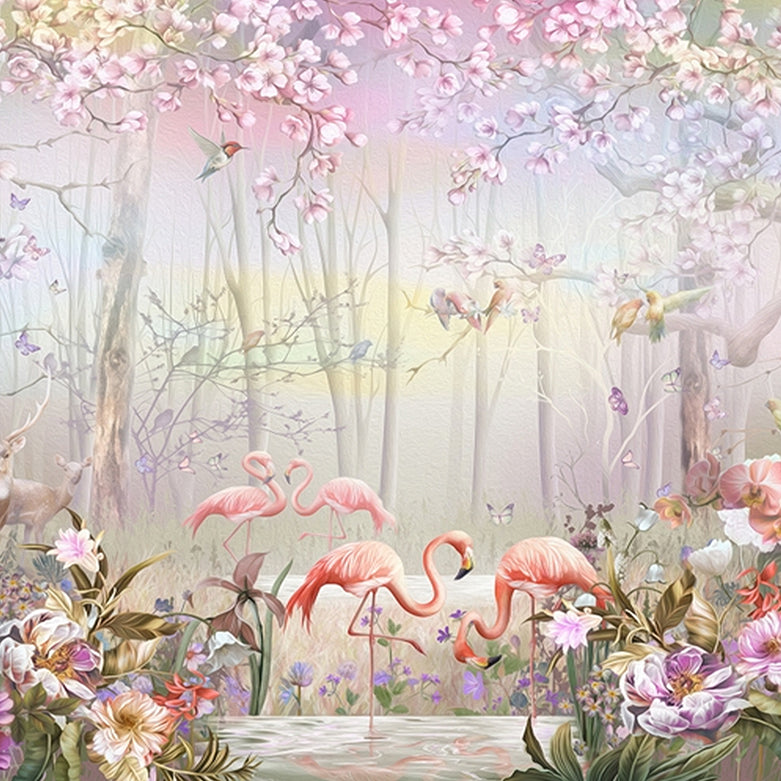 Floral Forest and a Swann Couple Wallpaper for Living Room