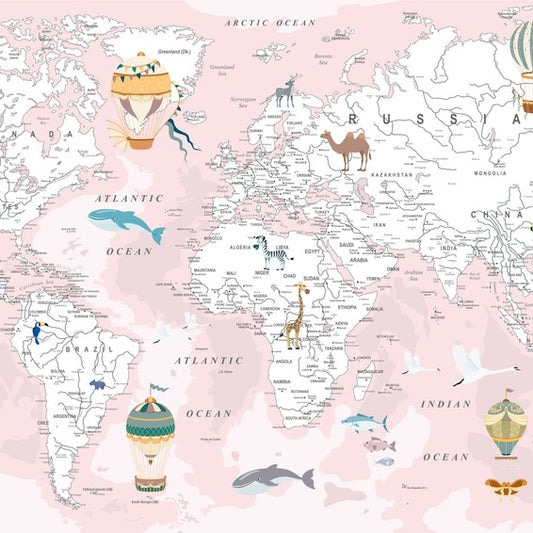 World Map Wallpaper for Office Wall Kids Room Living Room