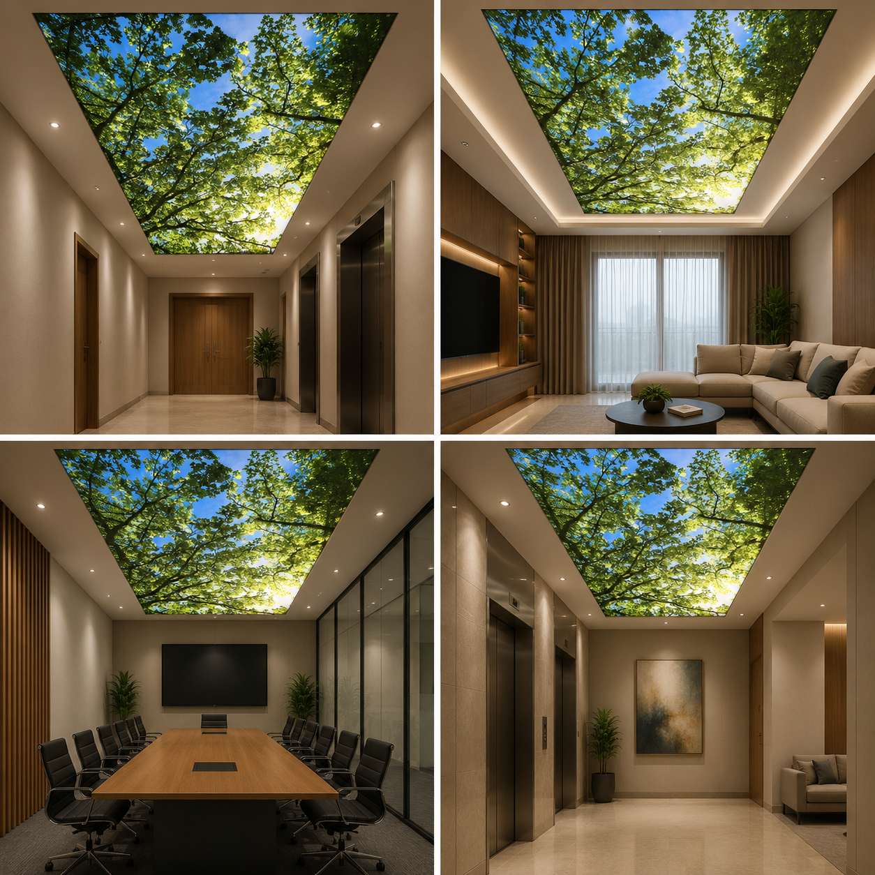 LED Fabric Light Box Panel | Backlit Tree Canopy Ceiling for Modern Interiors